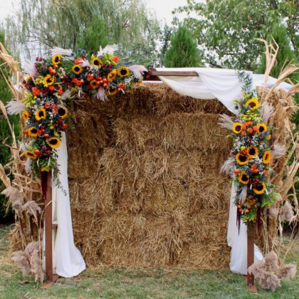 Arcadă rustică Country Side – floarea-soarelui & lavandă